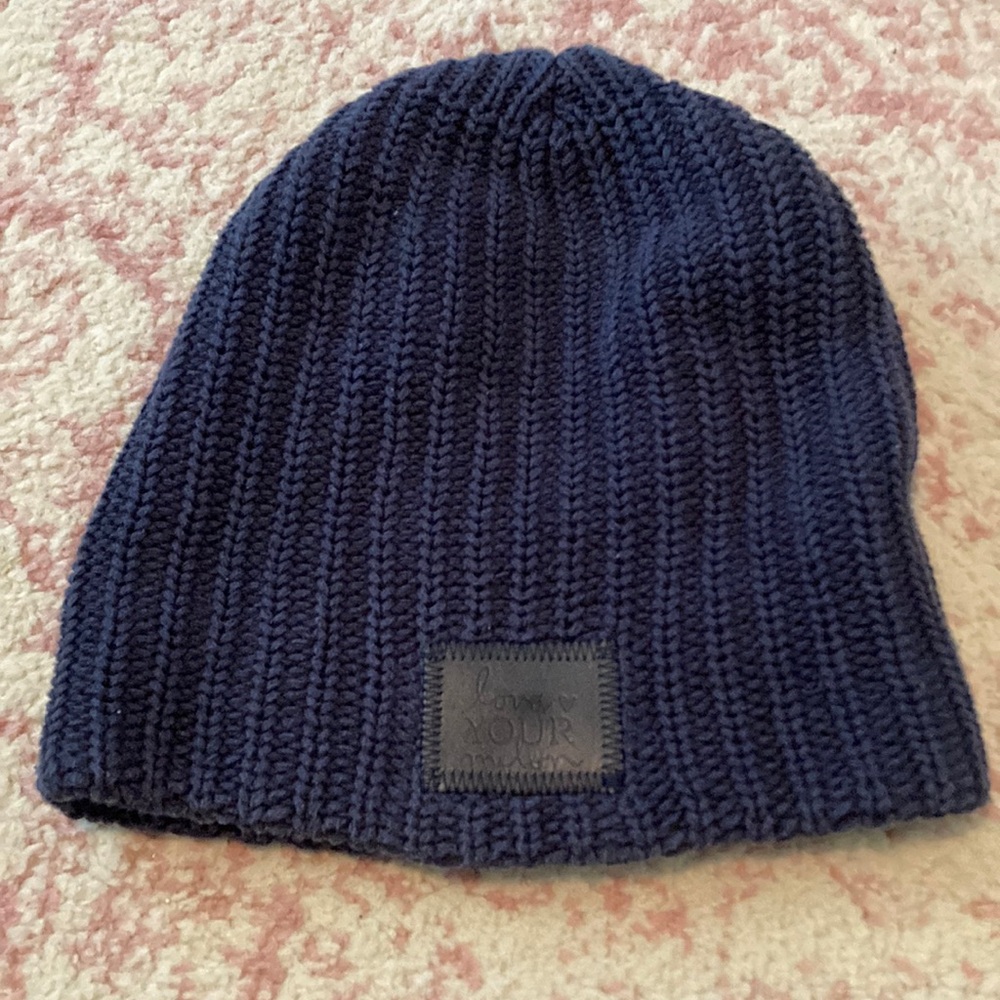 Love Your Melon Navy Ribbed Knit Beanie